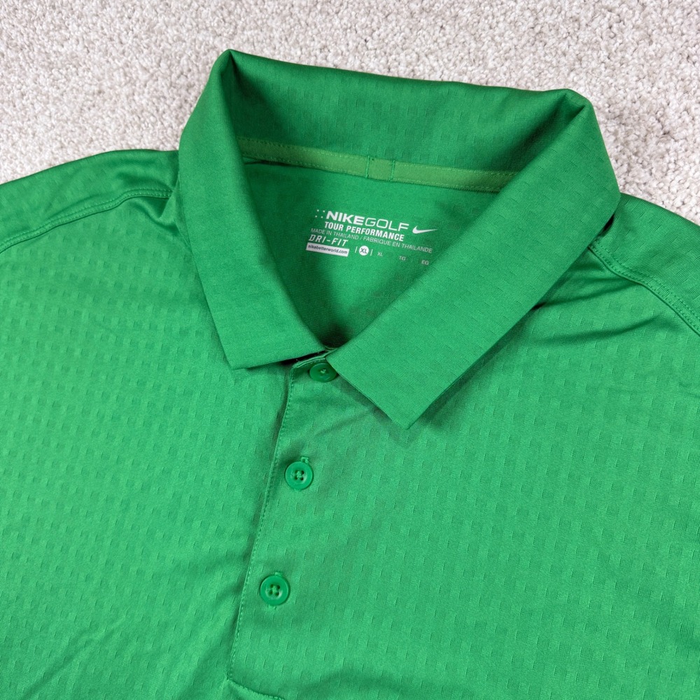 Nike Golf Polo Mens XL Green Dri-FIT Tour Performance Textured Short Sleeve